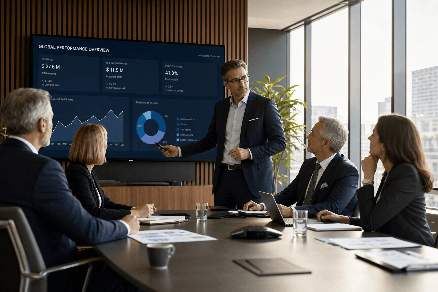 Professional business consultant reviewing strategy documents